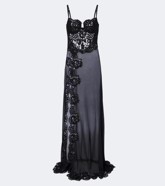 Dolce & Gabbana Lace-trimmed silk and and cotton-blend gown