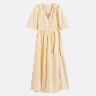 La Redoute Collections Lange overslagjurk met korte mouwen