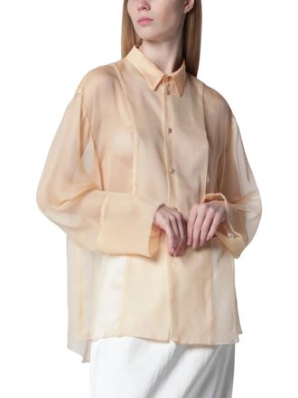 Alberta Ferretti Sheer Long-Sleeved Blouse with Classic Collar and Relaxed Silhouette