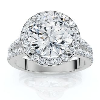 Pompeii3 3Ct Diamond Halo Split Band Engagement Ring Lab Grown in White or Yellow Gold