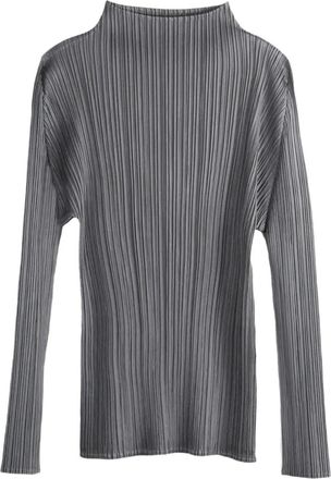 Pleats Please Issey Miyake Top plissettato con collo rialzato - Grigio
