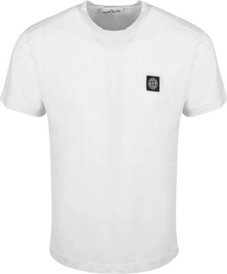 Stone Island Logo Patch Jersey T-Shirt - Heren - T-shirts - Wit - 3XL - Katoen - Tops