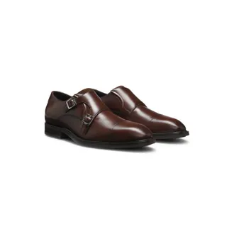 BOSS Double-strap monk shoes in leather