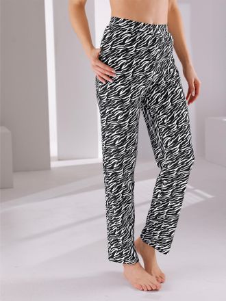 Feel Good Dehnbund-Hose FEEL GOOD, Damen, Gr. 36/38, Normalgr&ouml;ssen, schwarz, wei&szlig;, 100% Baumwolle, bedruckt, gemustert, mehrfarbig, Hosen Dehnbund-Hose