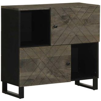 vidaXL Credenza Nera 80x33x75 cm in Legno Massello di Mango - Vidaxl