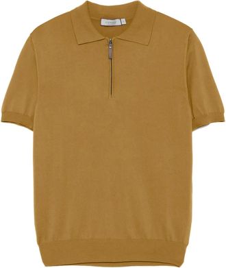 Canali Polo in cotone con zip - Marrone