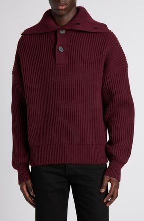 Alexander McQueen Funnel Neck Wool & Cashmere Sweater in Bordeaux at Nordstrom, Size Large