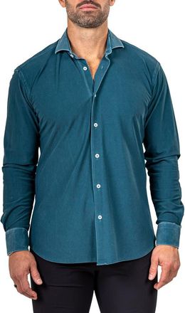 Maceoo Eins Marthy Contemporary Fit Button-Up Shirt in Green at Nordstrom, Size 3