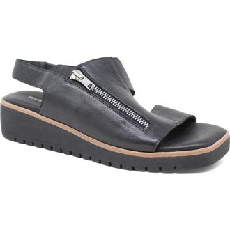 Django & Juliette Kemma Side Zip Sandal in Black Leather at Nordstrom, Size 41