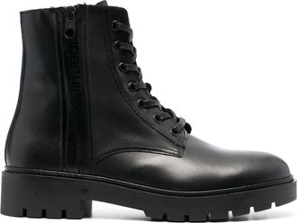 Calvin Klein lace-up leather combat boots - men - Rubber/Fabric/Calf Leather - 45 - Black