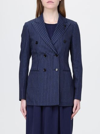 Lardini Blazer a doppiopetto in misto lino gessato Lardini