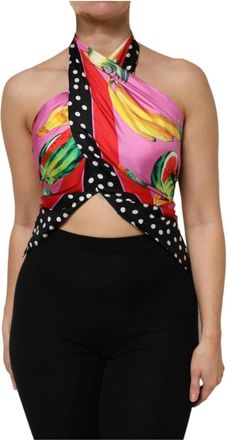 Dolce & Gabbana Luxe Multicolor Zijden Haltertop - Dames - Tops zonder mouwen - Veelkleurig - S - Tops