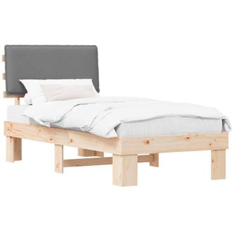 vidaXL Estructura De Cama Con Cabecera Tapizada Gris Claro 90 X 190 Cm Vidaxl