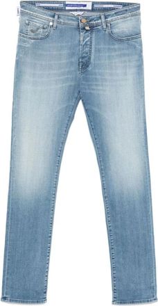 Jacob Cohen Lichtblauwe Stonewashed Slim Fit Denim - Heren - Slim Fit Jeans - Blauw - W37 - Denim - Jeans