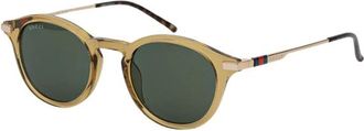 Gucci Zonnebril met rond montuur - Heren - Accessoires - Groen - Maat: 48 MM