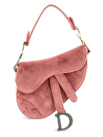 Dior Saddle Handbag Velvet with Crystals Mini shoulder bag - Rosa