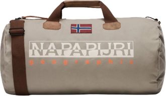 Napapijri Bruine gewaxte katoenen weekendtas met schouderband - Dames - Weekendtassen - Grijs - ONE Size - Katoen - Tassen