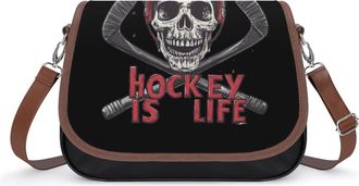 Generic Hockey Is Life Womens Crossbody Bag Fashion Shoulder Handbags Message Tote Bag with Adjustable Strap