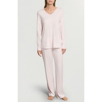 Hanro Cotton & Silk Long Sleeve Pajamas in Honeydew at Nordstrom, Size X-Large