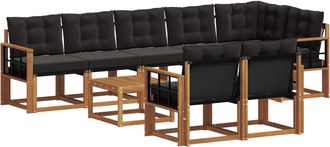 vidaXL Conjunto De Sof&aacute;s De Exterior 9 Uds. Natural Y Negro Vidaxl