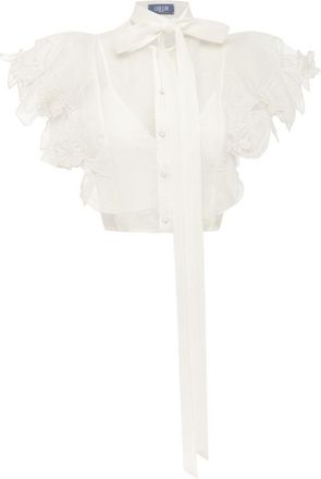 LEO LIN Womens Cropped Top Jasmine White Linen Tops