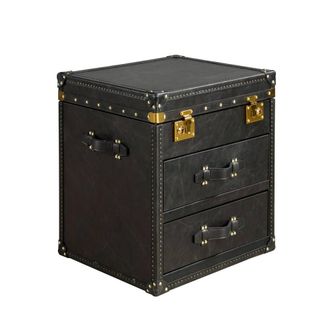 Angel Cerd&aacute; Black Leather Trunk with Gold Studs 55x50x62 cm | Size: 55 x 50 x 62 cm