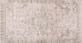 Beliani Alfombra De Algod&oacute;n Rosa Beige 80 X 150 Cm Poli&eacute;ster Oriental Desgastado Matarim