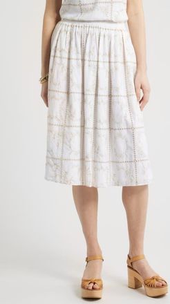 Treasure & Bond Cotton Eyelet Midi Skirt in White at Nordstrom, Size Xx-Small