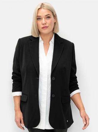 Sheego Jackenblazer SHEEGO Blazer, Damen, Gr. 40, schwarz, 100% Polyester, Blazer Jackenblazer