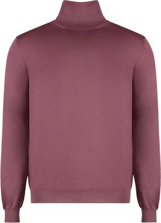 Malo Cashmere Turtleneck Pullover Ribbed Knit Edges - Heren - Cashmere truien - Roze - S - Kasjmier - Truien & Vesten