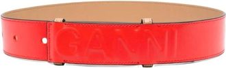 Ganni Riem met logo - Dames - Riemen - Rood - S - Leer - Accessoires