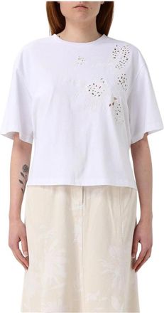 Twinset Geborduurd Kolibrie T-shirt - Dames - T-shirts - Wit - XS - Katoen - Tops