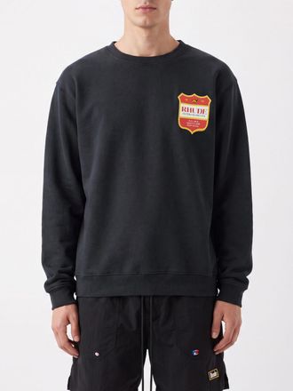 Rhude Felpa girocollo in cotone con logo stampato, spalle scese e fondo elasticizzato