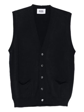 Alpha Studio buttoned knitted vest - Blue