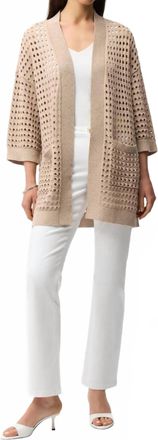 Joseph Ribkoff Open-Stitch Boxy Cardigan In Parchment