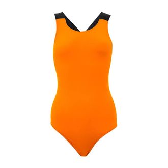 Dolce & Gabbana One-piece, female, Orange, Size: M Orange Classic Olympic Swimsuit with Black Detail
