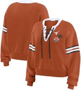 WEAR by Erin Andrews Womens WEAR by Erin Andrews Texas Orange Texas Longhorns Lace-Up Pullover Sweater in Burnt Orange at Nordstrom, Size Xx-Large