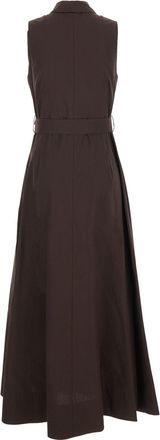 P.A.R.O.S.H. Womens Long Sleeveless Dress Brown Cotton
