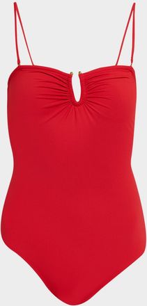 Nili Lotan Ruched U-Ring One-Piece Swimsuit