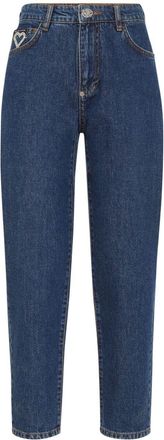 Philipp Plein Heart crystal-embellished tapered jeans - women - Cotton - 27 - Blue