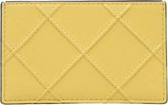 Tory Burch Fleming Soft Kaarthouder - Dames - Portefeuilles - Geel - ONE Size - Leer - Accessoires
