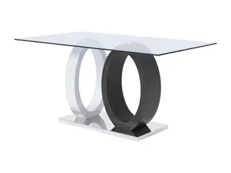 Vente-Unique Vente-unique - Tavolo Da Pranzo In Vetro Temperato E Mdf Grigio E Bianco - Ayane