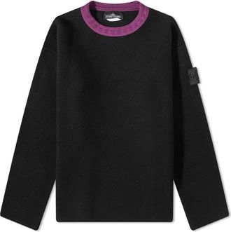 Stone Island Shadow Project Contrast Collar Crew Knit Black 77195042U-V2029