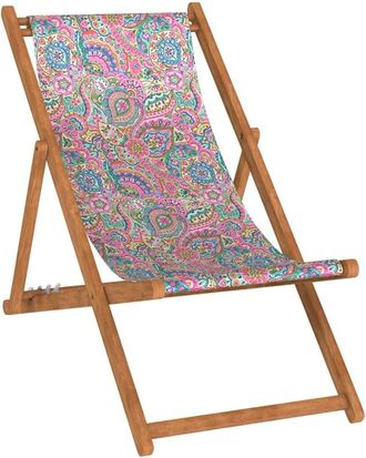 Vent de Bohème Silla plegable de haya con estampado indio naranja