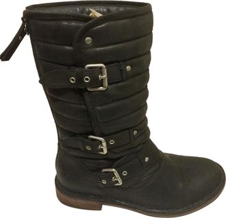 UGG Ugg Black Leather Buckled Boots Size 36