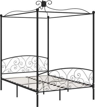 vidaXL Estructura De Cama Con Dosel Metal Negro 140x200 Cm Vidaxl