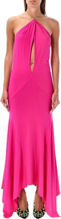 The Attico Pink Chain-link Detail Maxi Dress