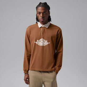 Nike Jordan Mens Jordan Flight Essentials Rugby Top in Brown | IM9148-281