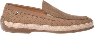 Baldinini Nubuck Geweven Print Loafer - Heren - Loafers - Beige - 41 EU - Leer - Schoenen