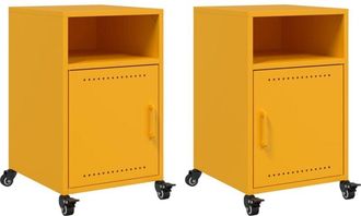 vidaXL Vidaxl - Mesitas De Noche 2 Unidades Acero Amarillo Mostaza 36x39x59 Cm